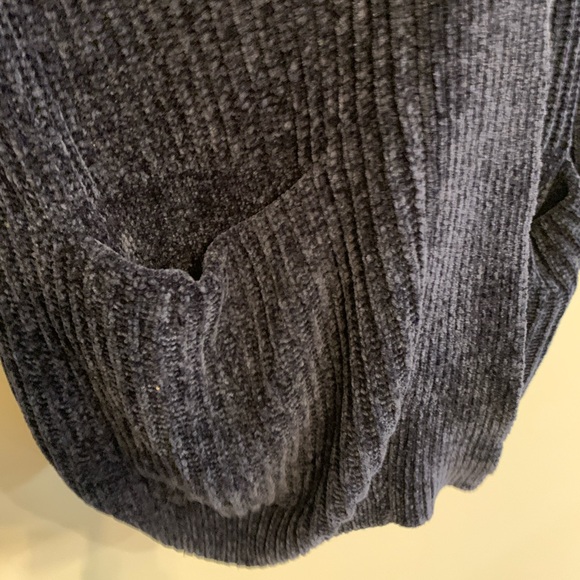 RUBY RD. Navy Chenille Open Cardigan w/ Pockets - Picture 4 of 5